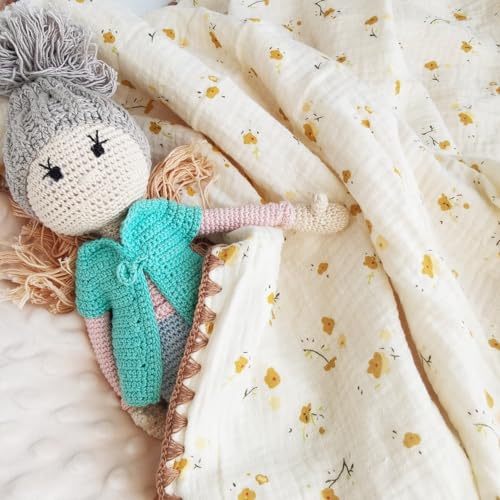 Baby Soft Muslin Thick Blanket Cotton and Dotted Backing Double Layer Receiving Blanket 40"x40" Bunny