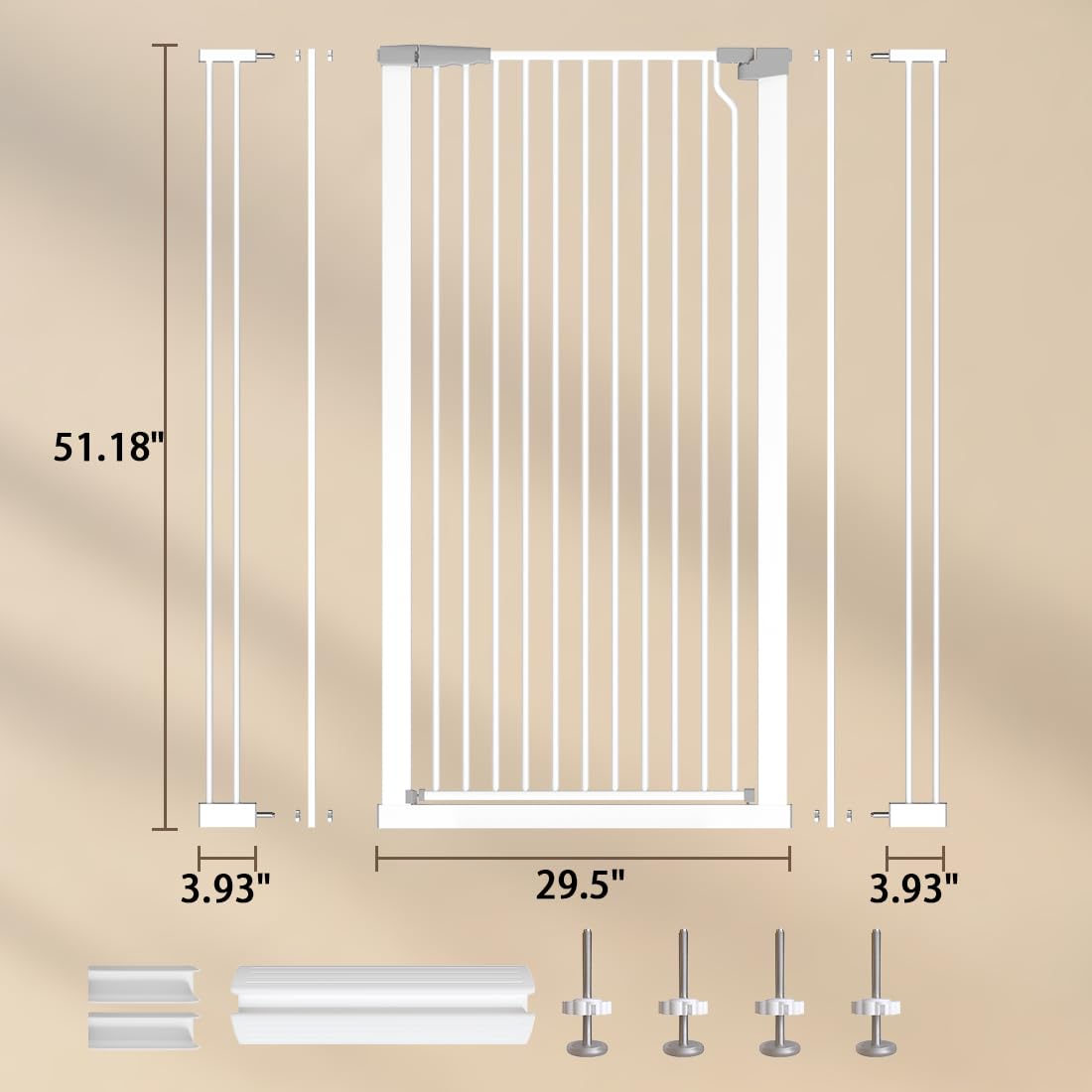 Fairy Baby 51.18" Extra Tall Cat Gate for Doorway, 29.5"-40.5" Extra Wide Pet Gate Dog Barrier Indoor for Cats Dogs, Kid Puppy Dog Gate No Jumping Over & No Climb, Metal Child Safety Proof Gate, Black