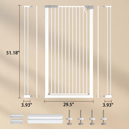 Fairy Baby 51.18" Extra Tall Cat Gate for Doorway, 29.5"-40.5" Extra Wide Pet Gate Dog Barrier Indoor for Cats Dogs, Kid Puppy Dog Gate No Jumping Over & No Climb, Metal Child Safety Proof Gate, Black