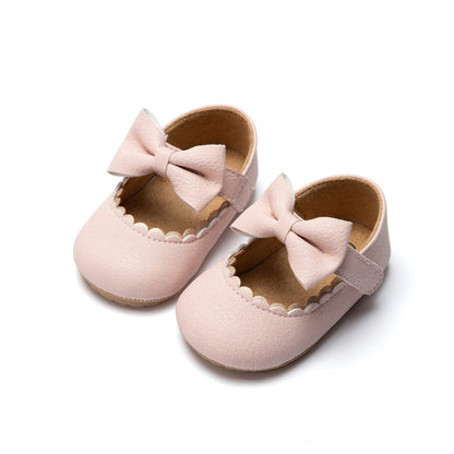ohsofy Infant Baby Girls Mary Jane Flats Non-Slip Bowknot Princess Wedding Dress Shoes Toddler Crib Shoes