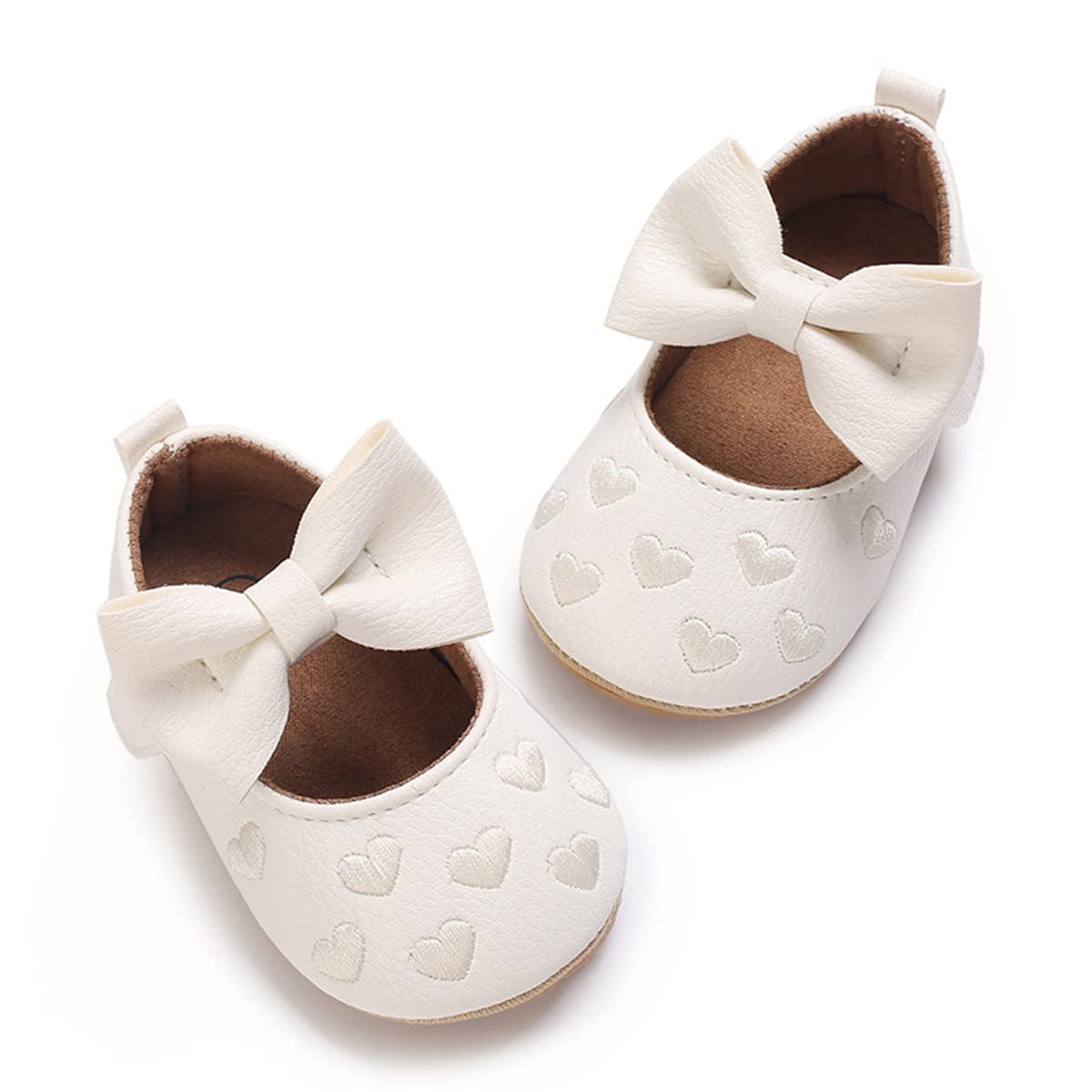 LAFEGEN Baby Girls Mary Jane Flats with Bownot Non Slip Soft Sole PU Leather Newborn Infant Toddler First Walker Cirb Dress Shoes