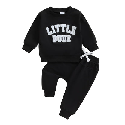 Toddler Baby Boy Fall Clothes Letter Print Long Sleeve Sweatshirt Elastic Pants Cute Kids Winter Outfits