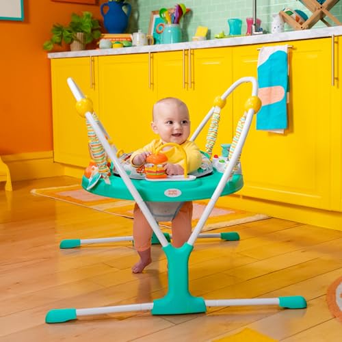 Bright Starts Bounce Bounce Baby 2-in-1 Activity Center Jumper & Table - Playful Pond (Green), 6 Months+