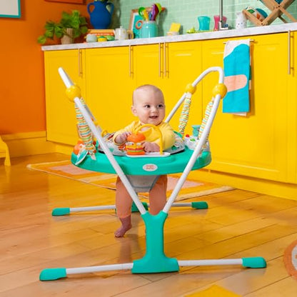 Bright Starts Bounce Bounce Baby 2-in-1 Activity Center Jumper & Table - Playful Pond (Green), 6 Months+
