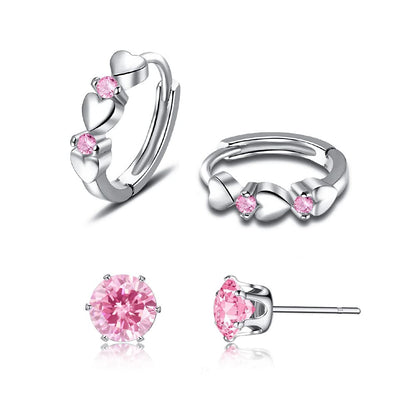 CiNily 14K White Gold Plated Small Hoop Earrings for Women Girls Heart Cubic Zirconia Hypoallergenic Earrings