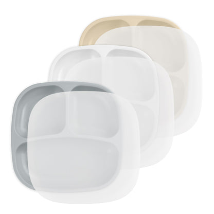 Re-Play Toddler Plates with Dividers - Deep-Walled 3 Compartments Divided Plates for Kids - Dishwasher & Microwave Safe - Made in USA - Set of 3-7.37" x 7.37" x 1.25" - Princess