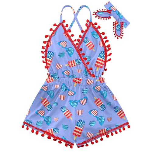6M-3T Baby Girl Backless Bodysuit Outfit Set Romper Jumpsuit with Headband