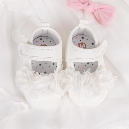 Meckior Newborn Baby Girls Dress Shoes Infant Bowknot Soft Sole Mary Jane Moccasins Baptism Christening Crib Shoes Wedding Princess Flats