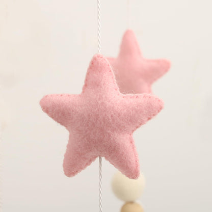 Cloud Mobile for Crib - A Handmade Cloud Crib Mobile with Moon and Pink Stars