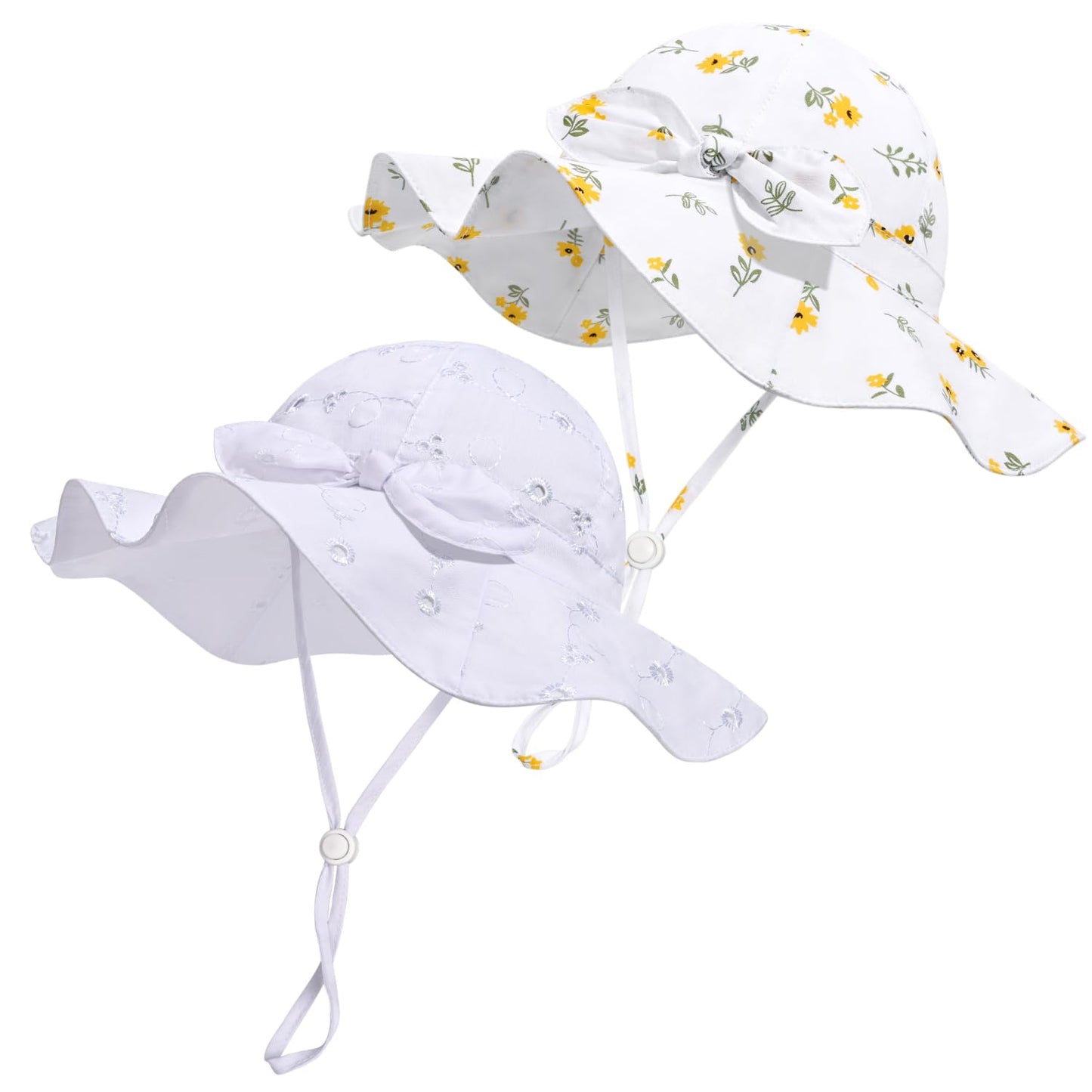 Baby Girl Sun Hat with UPF 50+ Outdoor Adjustable Beach Hat with Wide Brim Bucket Hats