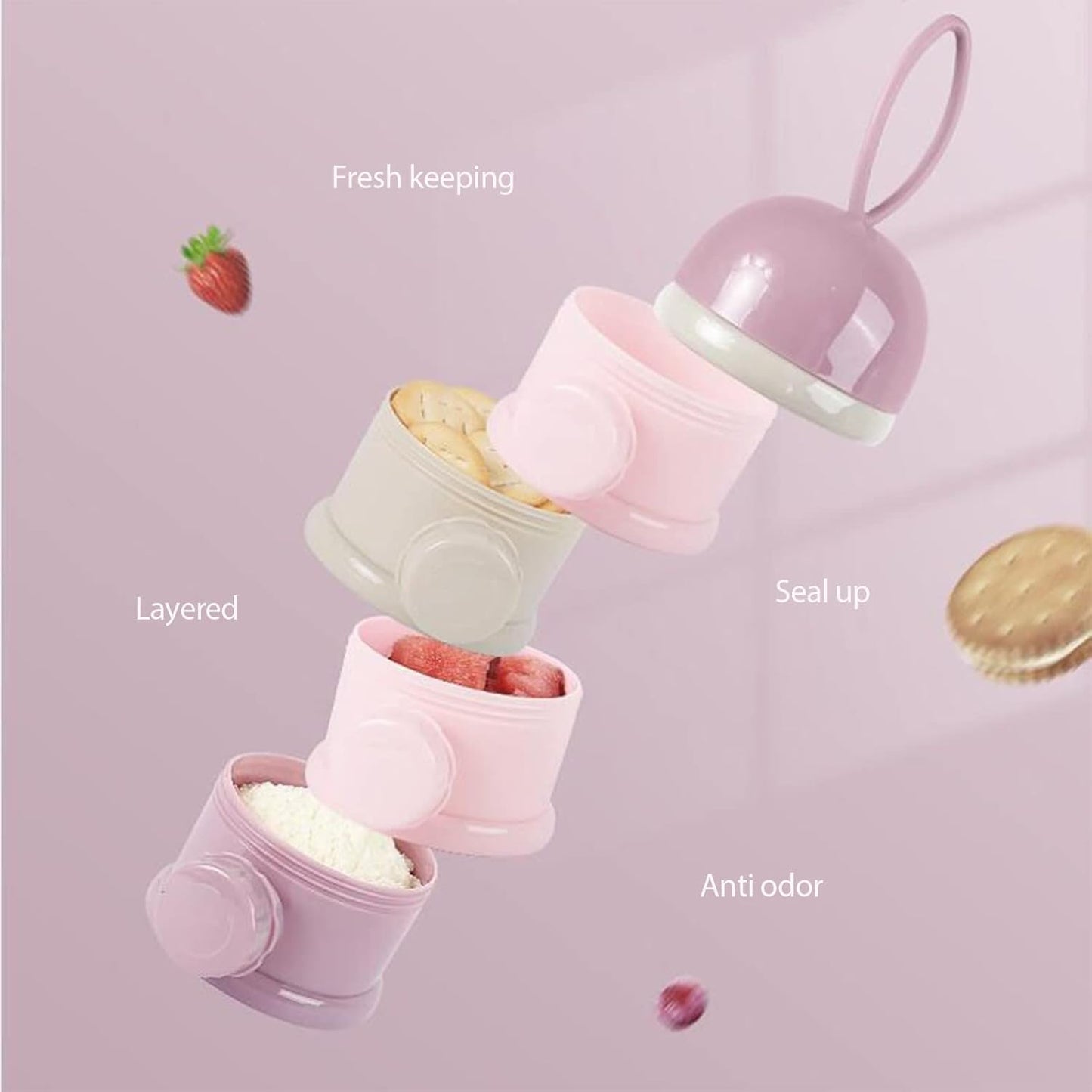 2 PCS Milk Powder Pots, Candy Storage Tank, Formula Dispenser Container Pot Box Milk Cans Snack Storage Box for Travel, 4 Layers