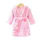 Unisex Baby Hooded Bathrobe Kids Flannel Pajamas Dressing Gown for Boys Girls