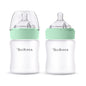 Yooforea Silicone Coated Glass Baby Bottle, 0M+ Slow Flow Nipple I Anti-Colic, Wide Neck, Stable Base I Medical-Grade Silicone Coating for Shatter Protection, BPA BPS PVC Free (3 Ounce-Honey)