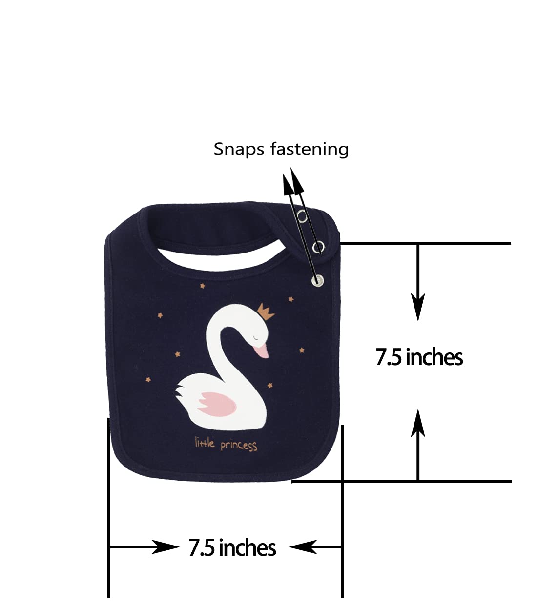 Maiwa 6 Pack Waterproof Cotton Baby Bibs for Girls Boys for Drooling Eating with Snaps