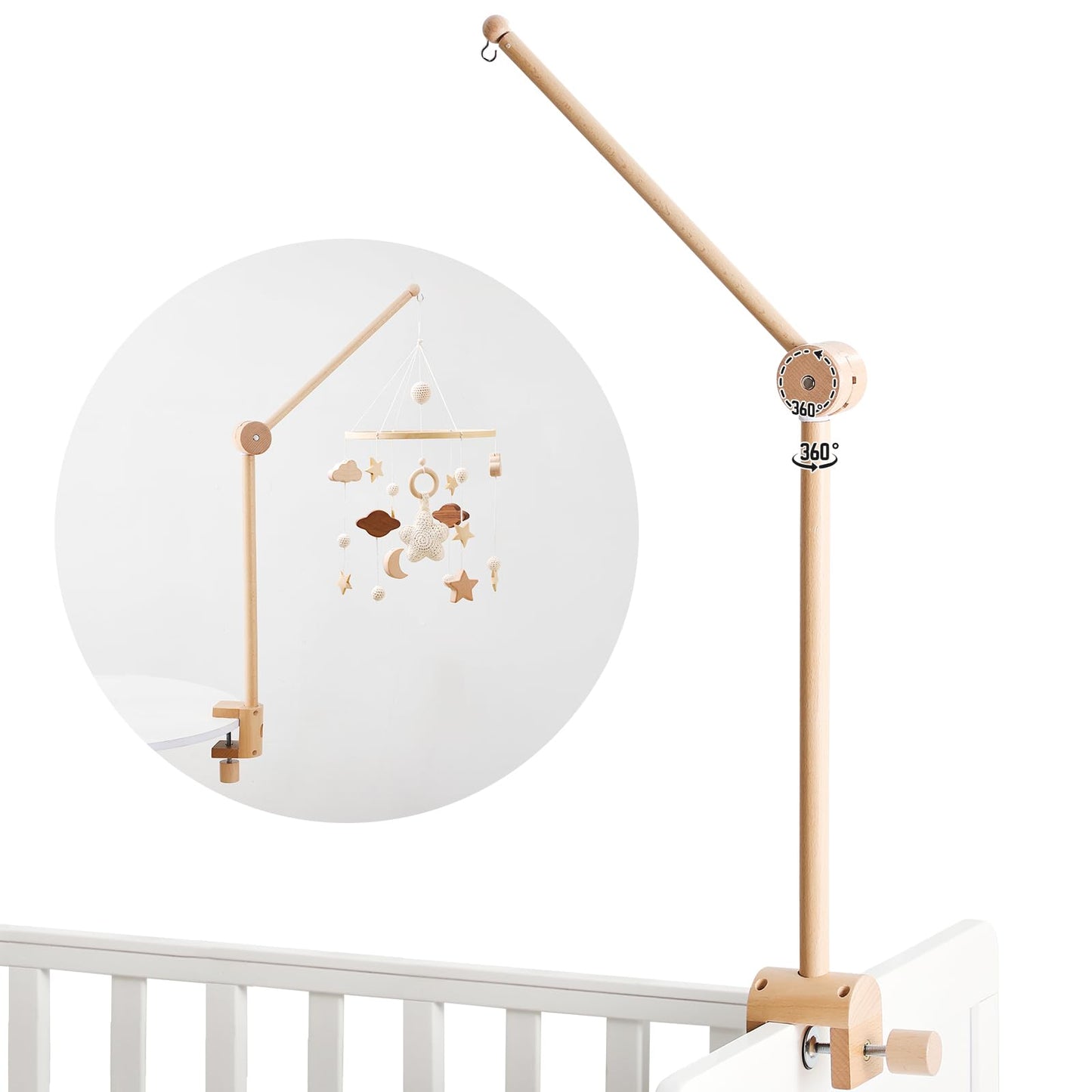 Baby Crib Mobile for Boys Girls| Boho Nursery Mobile| Gender Neutral Hand-Crocheted Mobile| Ceiling Mobile - Stars, Clouds, Moon