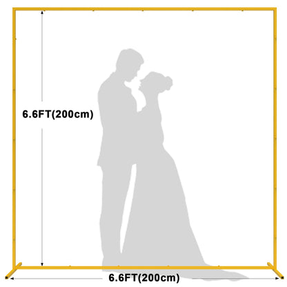 Wokceer Wedding Arch Backdrop Stand Square 6.6FTx6.6FT Gold Metal Balloon Arch Stand Garden Arbor Backdrop Frame for Wedding Birthday Party Baby Shower Photo Booth Background Decoration