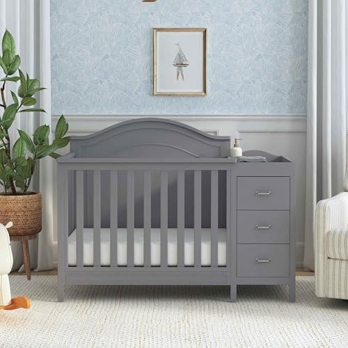 DaVinci Charlie 4-in-1 Convertible Mini Crib and Changer Combo in White, Greenguard Gold Certified
