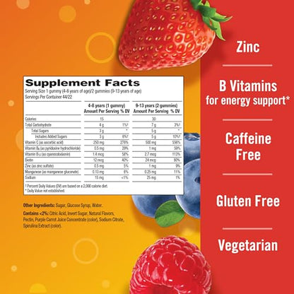 Emergen-C Kidz Daily Immune Support Dietary Supplements, Flavored Gummies with Vitamin C and B Vitamins for Immune Support, Berry Bash - 44 Count