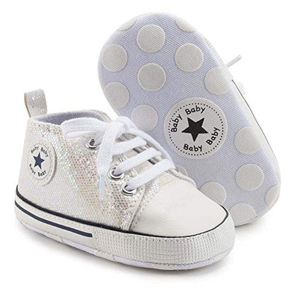 Unisex Baby Girls Boys Canvas High-top Shoes, Newborn Infant Anti-Slip Soft Sole Frist Walking Breathable Sneakers