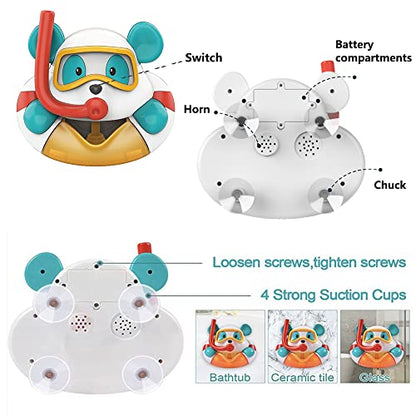 Bear Bubble Maker for Bath, Foam Blower Bubbling Making Machine, Nursery Rhyme Musical Bathtub Toy for Baby Kids Happy Bath