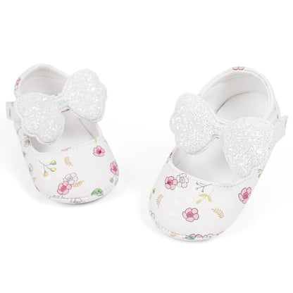 Meckior Infant Baby Girls Boys Handmade Princess Flats Toddler First Walkers Soft PU Leather Non-Slip Crib Wedding Dress Shoes