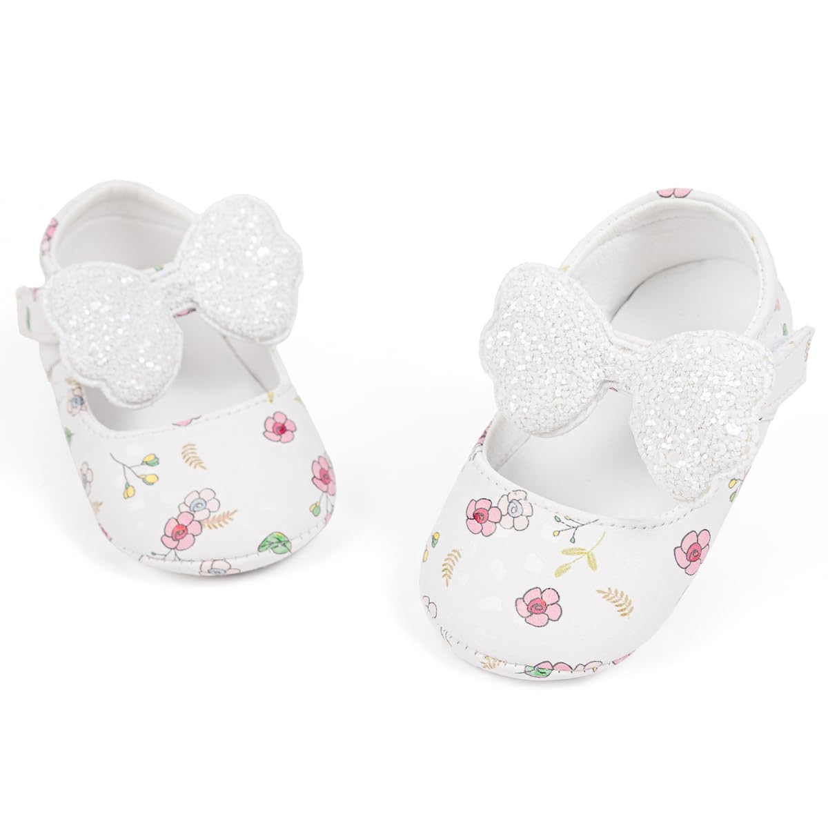 Meckior Infant Baby Girls Boys Handmade Princess Flats Toddler First Walkers Soft PU Leather Non-Slip Crib Wedding Dress Shoes