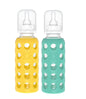 Lifefactory Glass Baby Bottles with Silicone Protection - 2-Pack, 9 oz Bottles, Mango & Kale