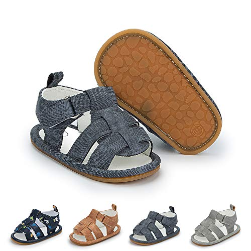 Meckior Baby Infant Boy Girl Sandals Newborn Non-Slip Soft Rubber Sole Sandals for Baby Boys Open-Toe Outdoor Casual Summer First Walkers Shoes