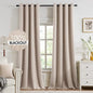 MIULEE 100% Blackout Linen Textured Curtains for Bedroom Solid Thermal Insulated Natural Beige Grommet Room Darkening Curtains & Drapes Luxury Decor for Living Room Nursery 52 x 84 Inch (2 Panels)