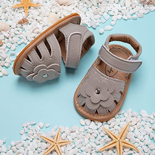 Kannior Infant Boys Girls Sandals Breathable Premium Baby Summer Outdoor Casual Beach Shoes Lightweight Toddler Flower Bowknot Anti Slip Rubber Sole Newborn Prewalker First Crib Shoes