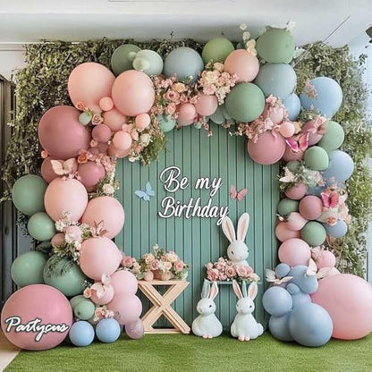 Pink Blue Green Balloon Garland Double Stuffed Dusty Light Green Baby Blue Blush Mauve Latex Pastel Balloon Arch Kit for Boho Baby Shower Gender Reveal Bear Birthday Floral Party Decoration