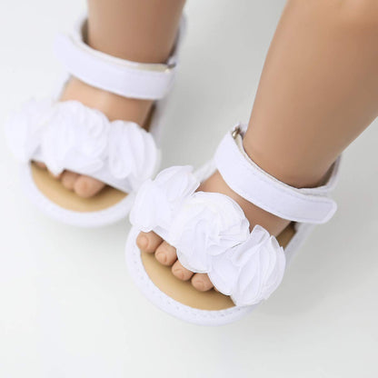 GDSDYM Infant Baby Girls Summer Sandals with Flower Bowknot Soft Sole Wedding Dress Flats Newborn First Walkers Crib Dress Shoes