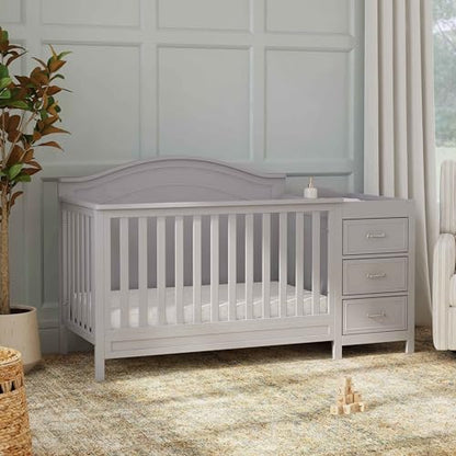 DaVinci Charlie 4-in-1 Convertible Mini Crib and Changer Combo in White, Greenguard Gold Certified
