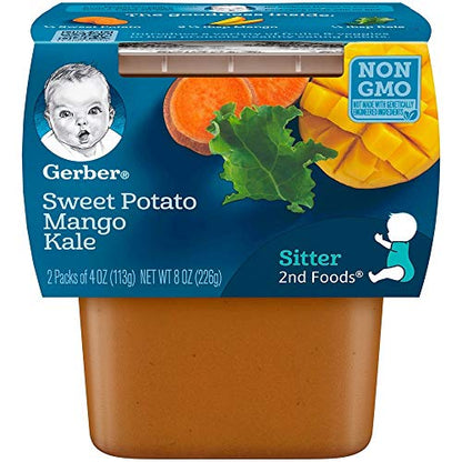 Gerber Purees 2nd Foods Sweet Potato Mango Kale Baby Food, 4 oz, 2 ct