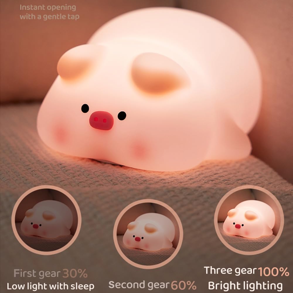 Led Cute Dog Night Light, Dimmable Nursery Puppy Kawaii Lamps, Super Squishy Silicone USB Rechargeable Touch Control Night Lamp for Kids Adults, Used for Camping Party Room Decor (Dog)