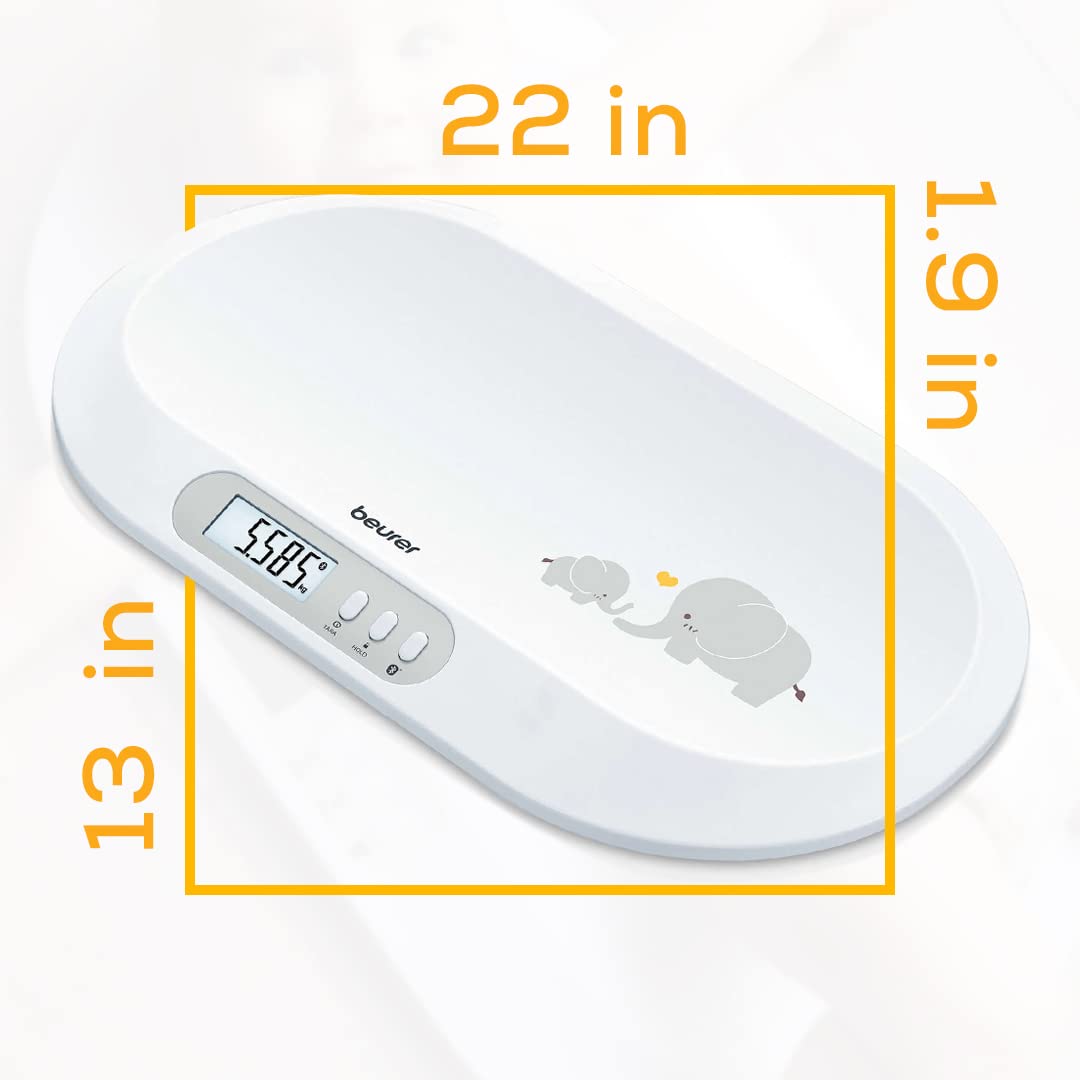Beurer BY82 Multifunctional Baby Scale for Infants, Pets, Kids, & Adults up to 396lbs, Measures in 4 Units with Backlit Digital Display & Hold Function for Accuracy, Animal Scale for Cats and Dogs