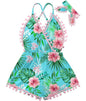 6M-3T Baby Girl Backless Bodysuit Outfit Set Romper Jumpsuit with Headband