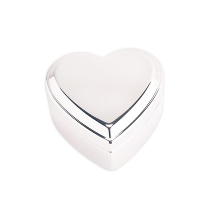 Cherished Moments Personalized Heart Jewelry Keepsake Box with Custom Engraved Cross and Name for Baby Baptism Gift for Girls, Silver Toned