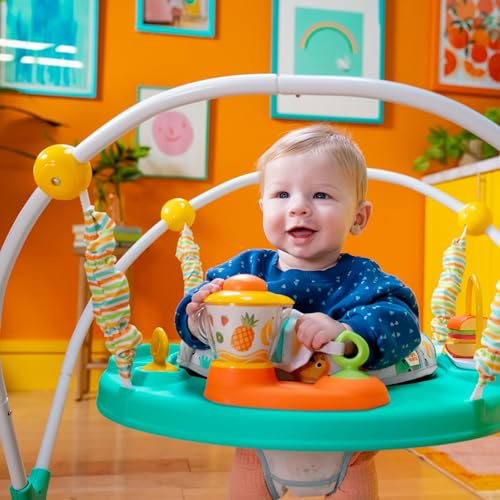Bright Starts Bounce Bounce Baby 2-in-1 Activity Center Jumper & Table - Playful Pond (Green), 6 Months+