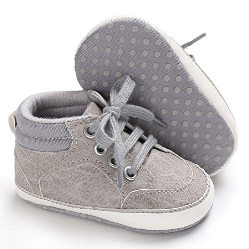 Meckior Toddler Baby Boys Girls High Tops Ankle Sneakers Soft Anti-Slip Sole PU Leather Moccasins Infant Newborn Prewalker First Walking Crib Shoes