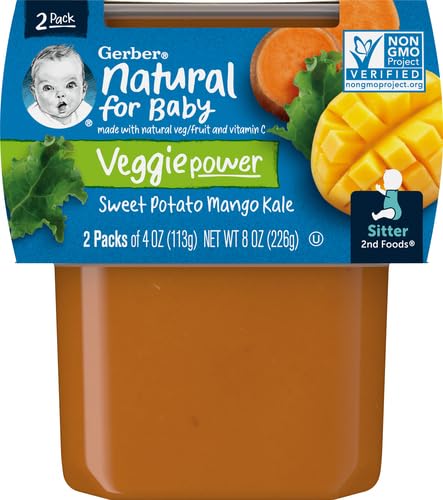 Gerber Purees 2nd Foods Sweet Potato Mango Kale Baby Food, 4 oz, 2 ct