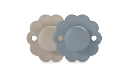 Suavinex Wonder Baby Pacifier, SX Pro Silicone Nipple, Reversible, Non Irritating Shield Design, 2 Pk Pacifiers 0-6 Months, Made in Europe, Mauve/Chalk
