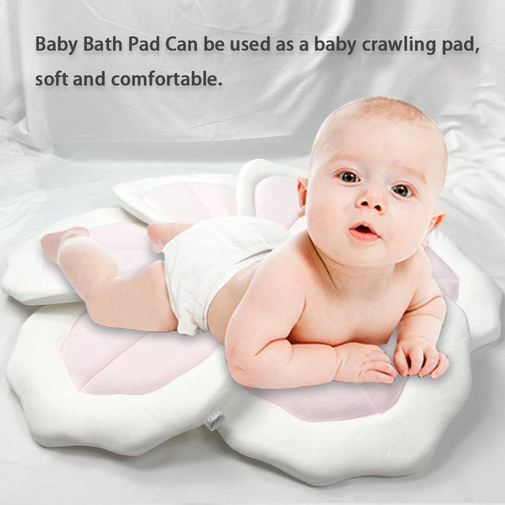 Baby Bath Pad for Infant Bathtub Sink - Flower Mat Tub Lounger - Petal Soft Supports Newborn Bathing Insert Seat - 31" (Pink)