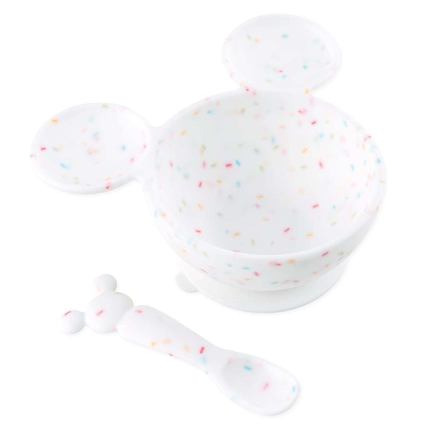 Bumkins Baby Bowls, Disney Minnie Mouse Silicone Baby Feeding Set, Suction Bowls for Baby and Toddler with Spoon, First Feeding Set, Platinum Silicone Bowl for Babies 4 Months