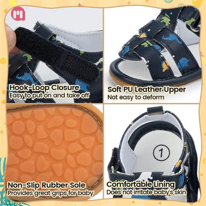 Meckior Baby Infant Boy Girl Sandals Newborn Non-Slip Soft Rubber Sole Sandals for Baby Boys Open-Toe Outdoor Casual Summer First Walkers Shoes