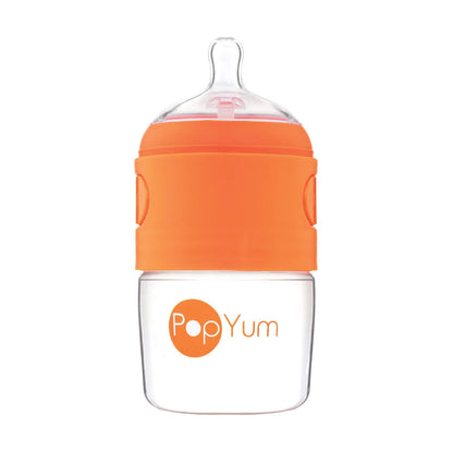 PopYum 9 oz Orange Anti-Colic Formula Making/Mixing/Dispenser Baby Bottle with #2 Medium Flow Nipple, 260 ml, BPA-Free, Natural Latch