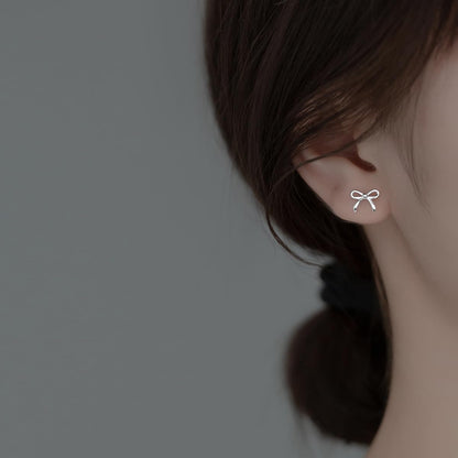 SLUYNZ Solid 925 Sterling Silver Tiny Bow Earrings Stud for Women Teens Small Bowknot post Stud Earrings
