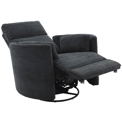 Pemberly Row Contemporary Fabric Swivel Glider Recliner in Ivory