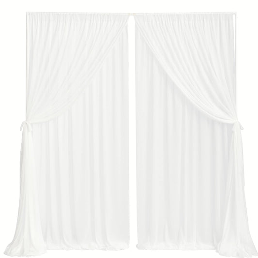 Ling's moment White Sheer Curtains, Chiffon Wrinkle-Free Window Doorway Drapes Backdrop for Sliding Glass Doors Living Room Wedding Party Bedroom Farmhouse Arch Stage, 10ft x10ft 2 Layers