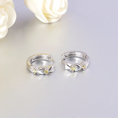 CiNily 14K White Gold Plated Small Hoop Earrings for Women Girls Heart Cubic Zirconia Hypoallergenic Earrings